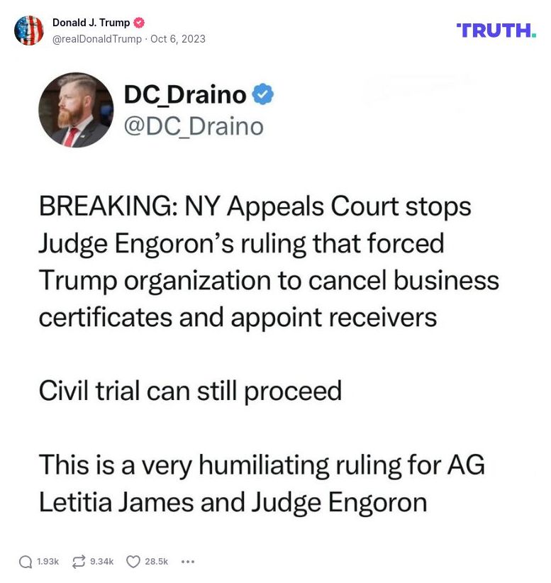 Post image from Donald Trump