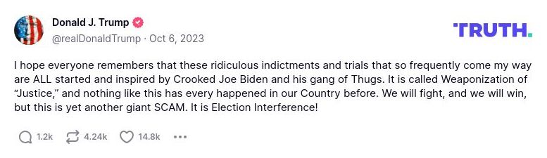 Post image from Donald Trump