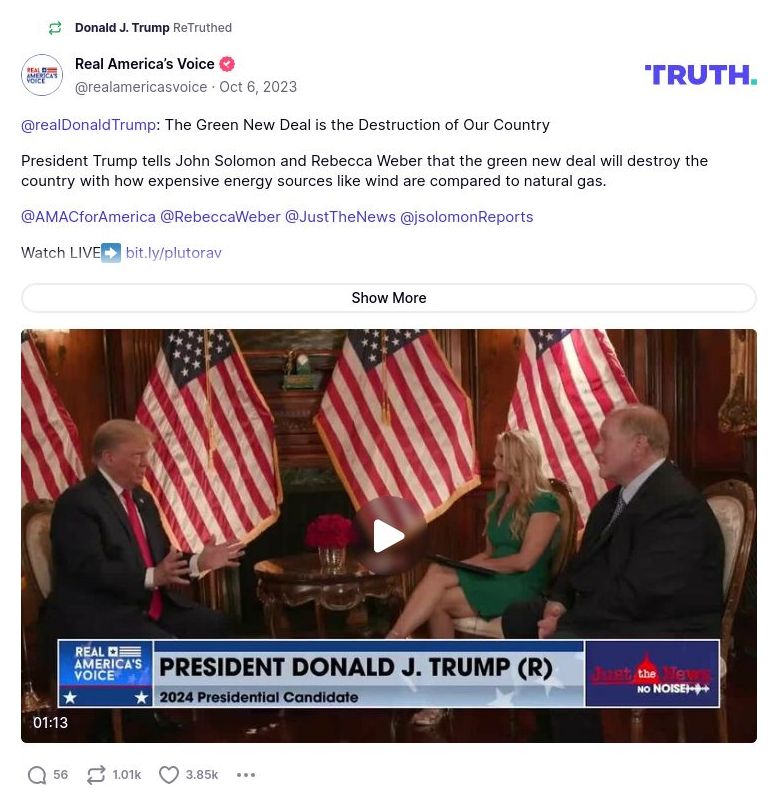 Post image from Donald Trump