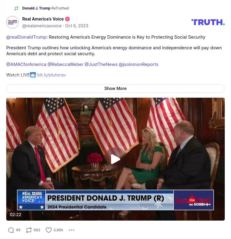 Post image from Donald Trump