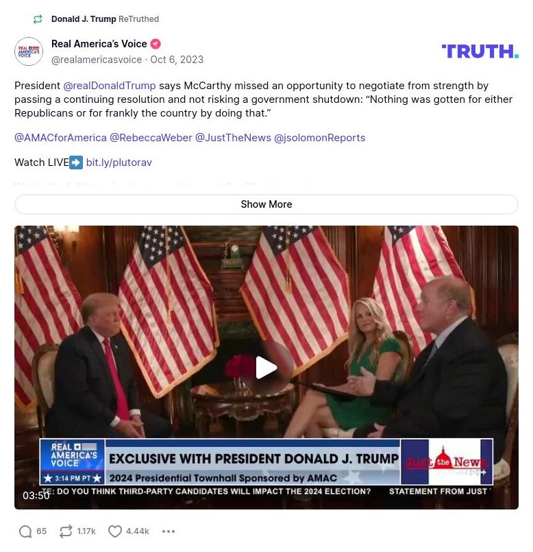 Post image from Donald Trump