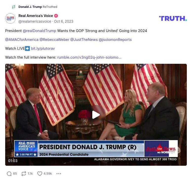 Post image from Donald Trump