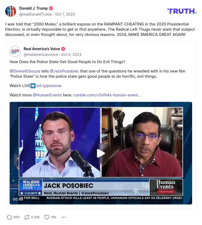 Post image from Donald Trump