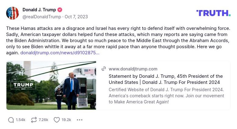 Post preview from Donald Trump