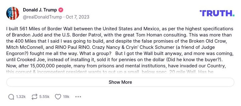 Post image from Donald Trump