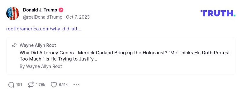 Post image from Donald Trump