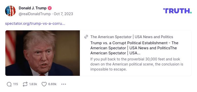 Post image from Donald Trump