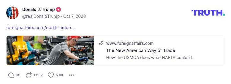 Post image from Donald Trump