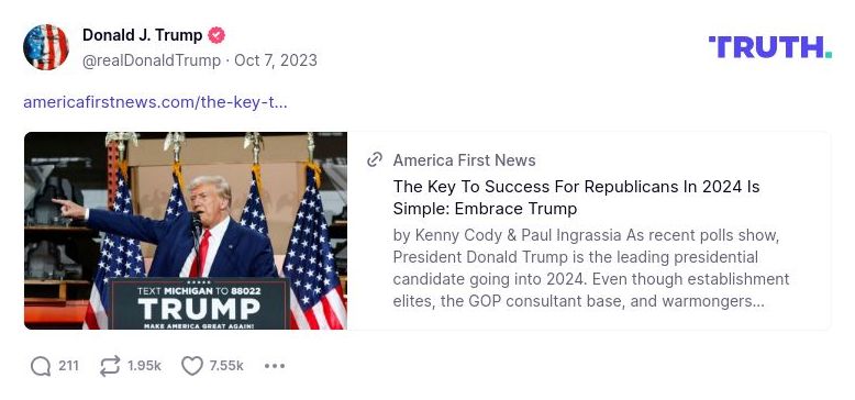 Post image from Donald Trump