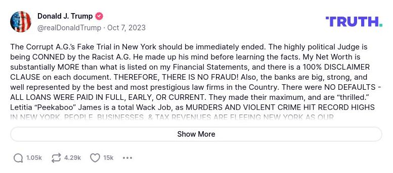 Post image from Donald Trump