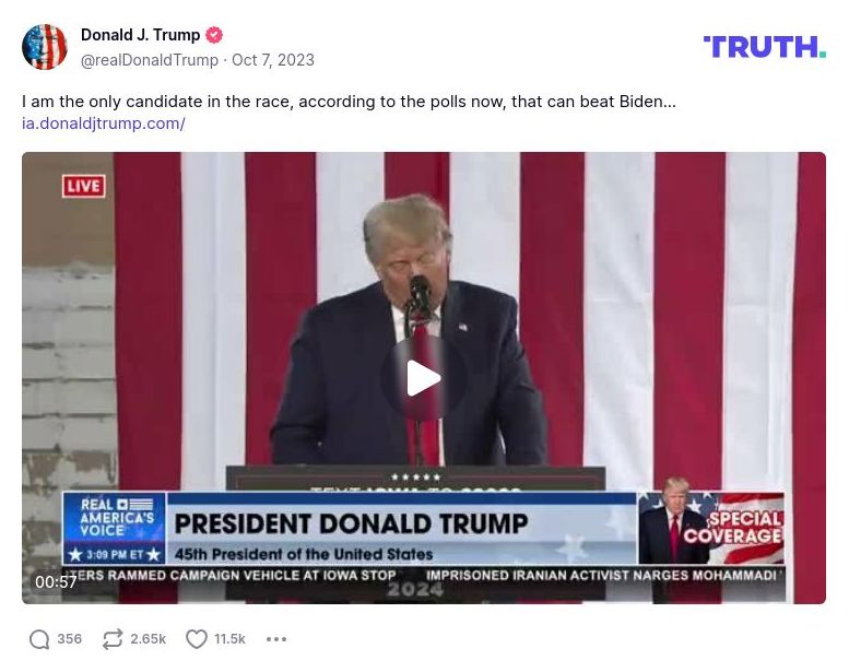 Post image from Donald Trump