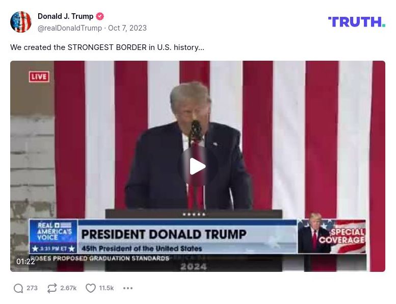 Post image from Donald Trump