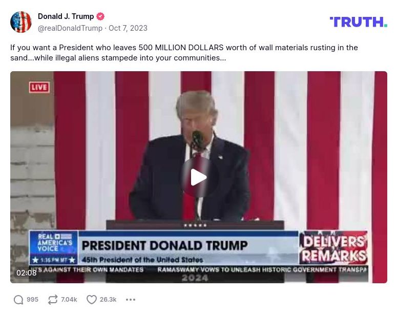 Post image from Donald Trump