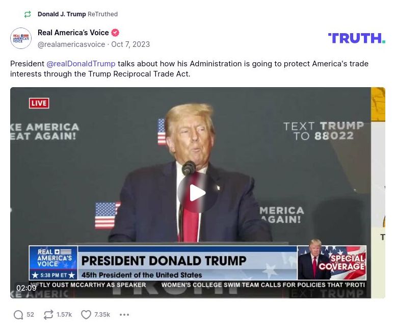 Post image from Donald Trump