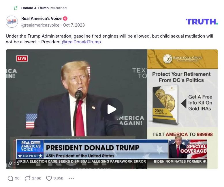 Post image from Donald Trump