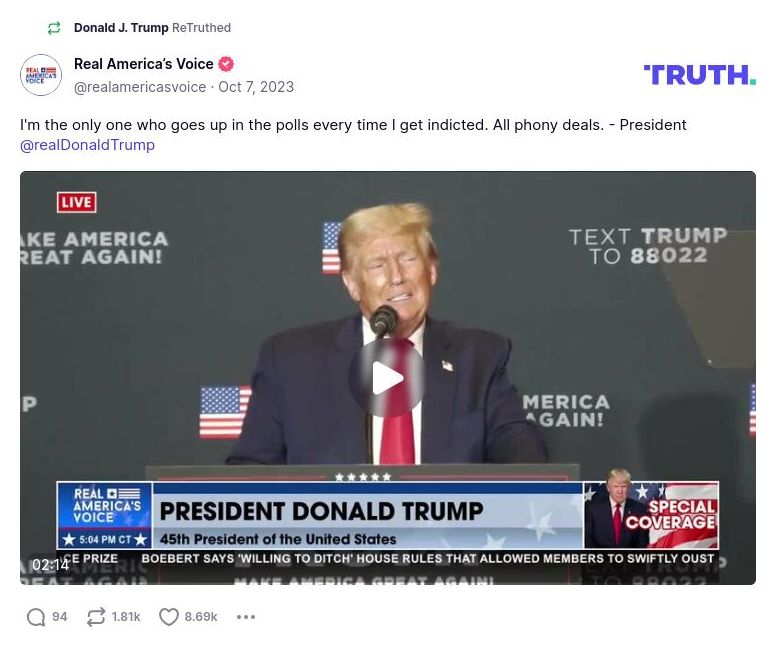 Post image from Donald Trump