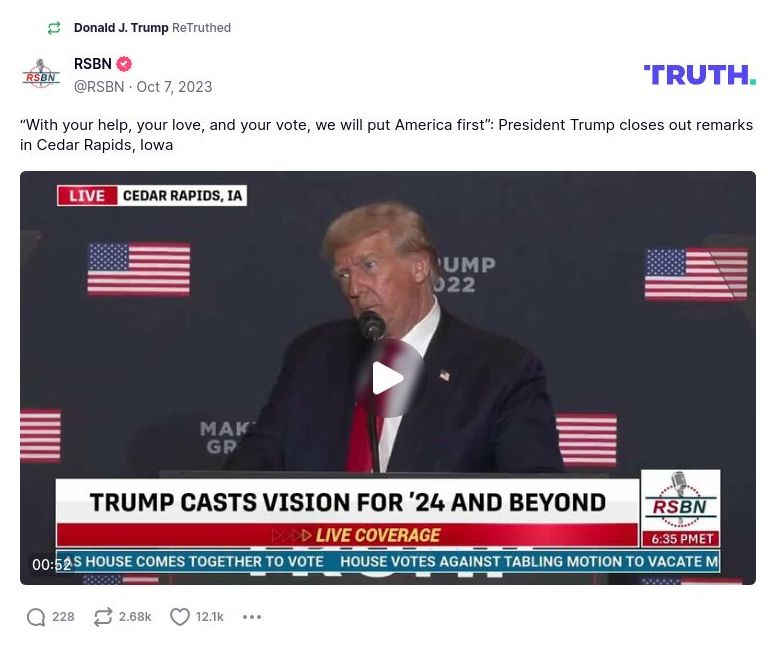 Post image from Donald Trump