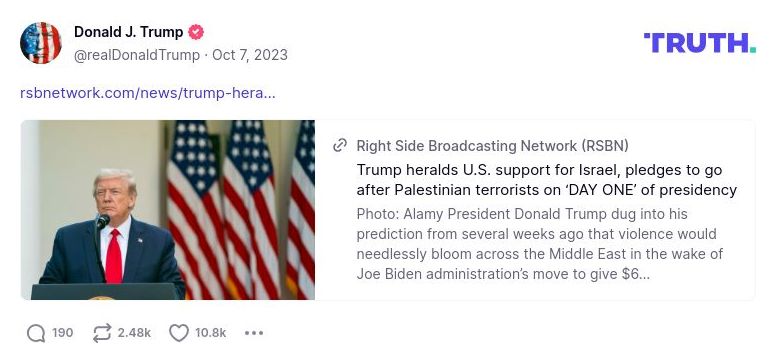 Post preview from Donald Trump