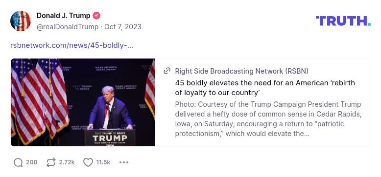 Post image from Donald Trump