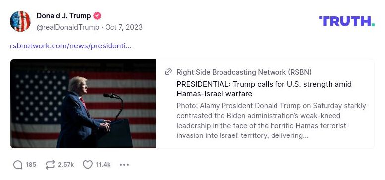 Post preview from Donald Trump