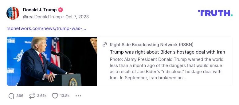 Post preview from Donald Trump