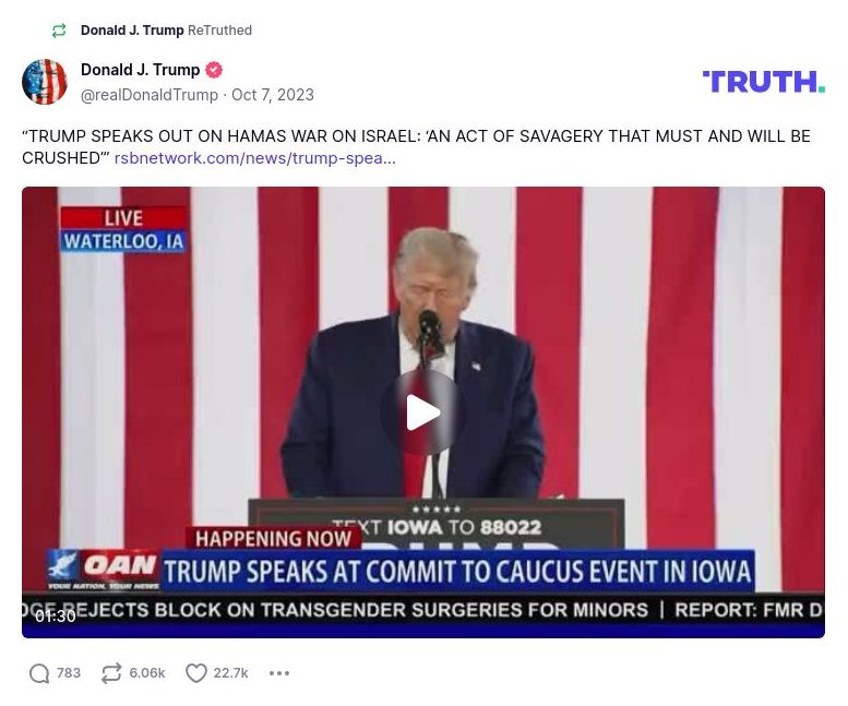 Post preview from Donald Trump