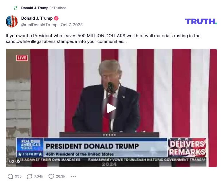 Post image from Donald Trump