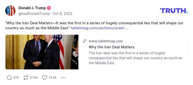 Post preview from Donald Trump