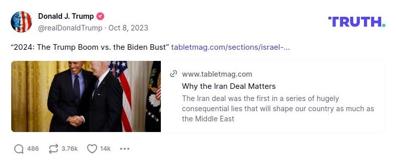 Post preview from Donald Trump