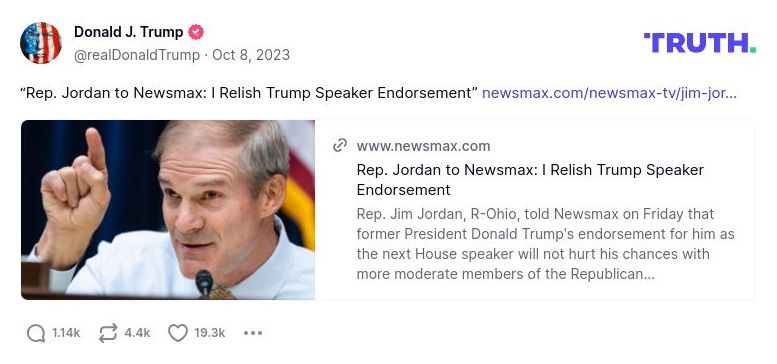 Post image from Donald Trump