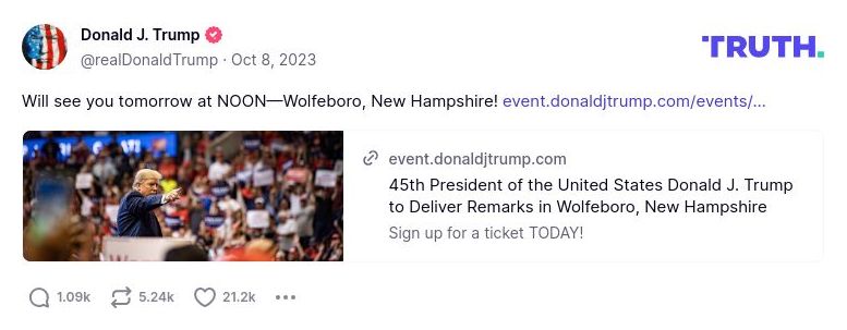 Post image from Donald Trump