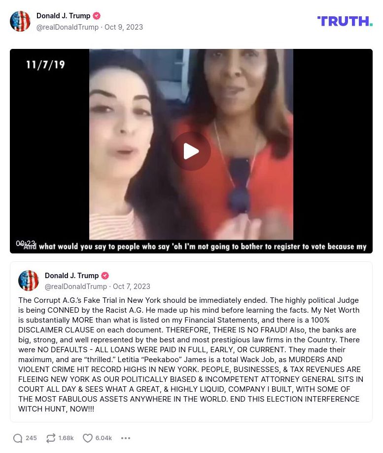 Post image from Donald Trump