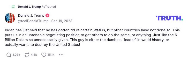 Post image from Donald Trump