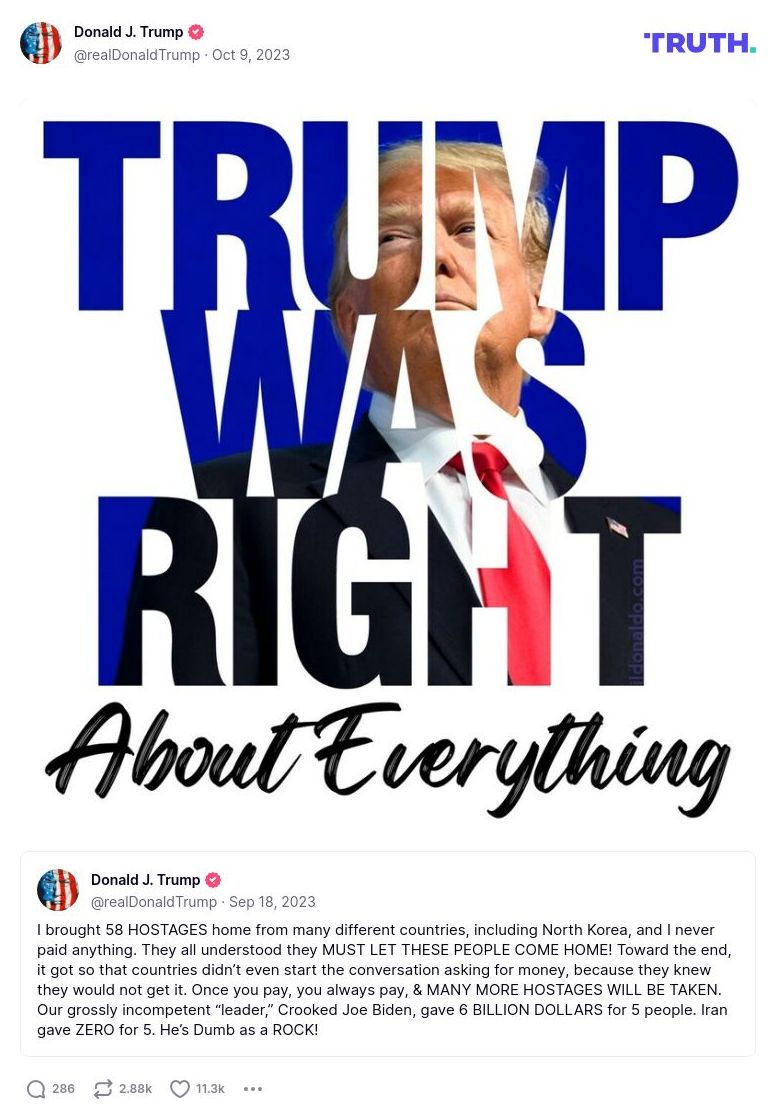 Post image from Donald Trump