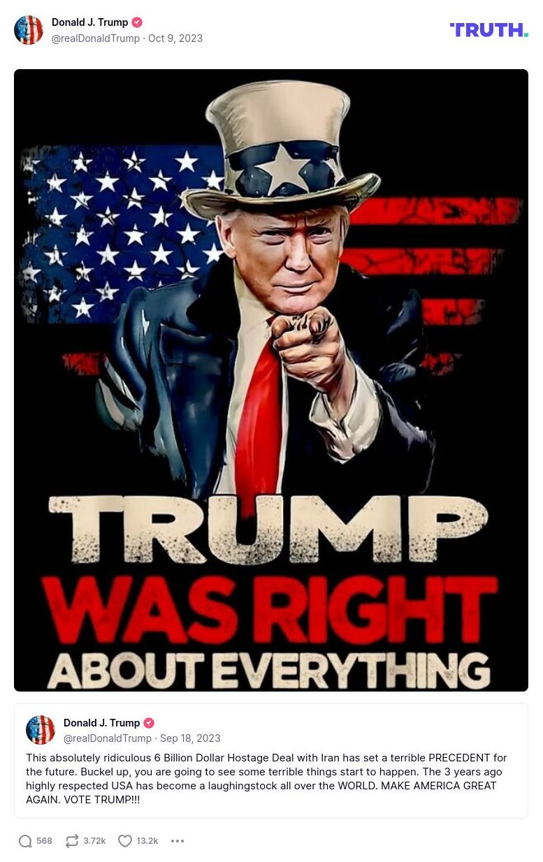 Post image from Donald Trump