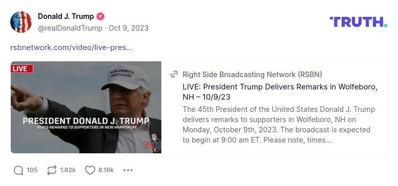 Post image from Donald Trump