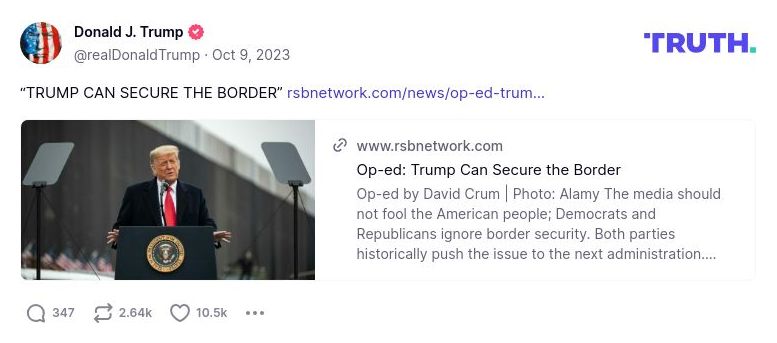 Post image from Donald Trump