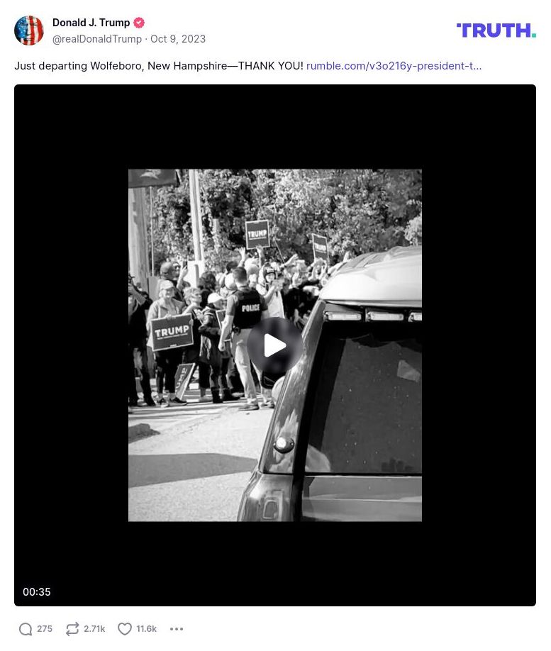 Post image from Donald Trump