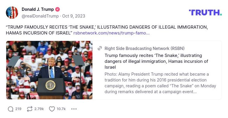 Post preview from Donald Trump