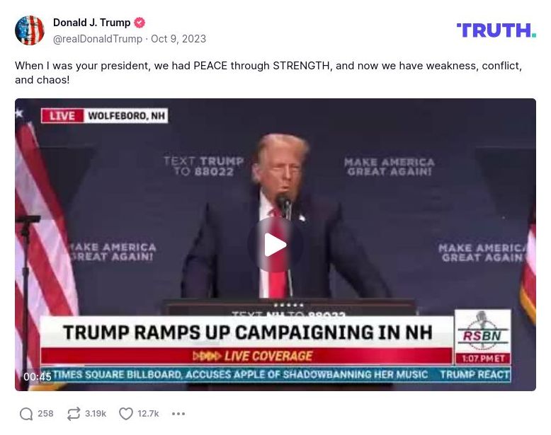 Post image from Donald Trump