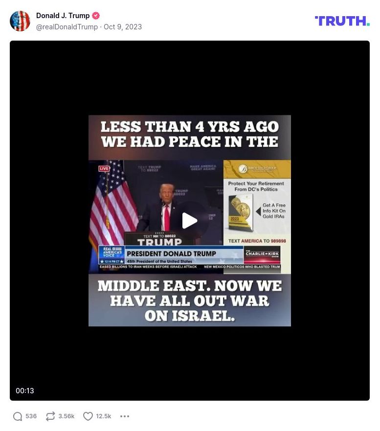 Post image from Donald Trump