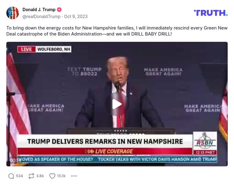 Post image from Donald Trump