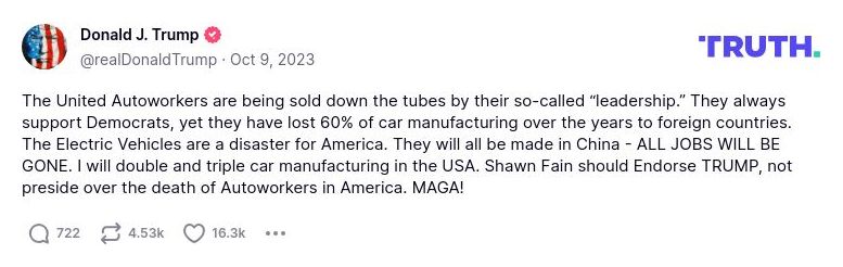 Post preview from Donald Trump