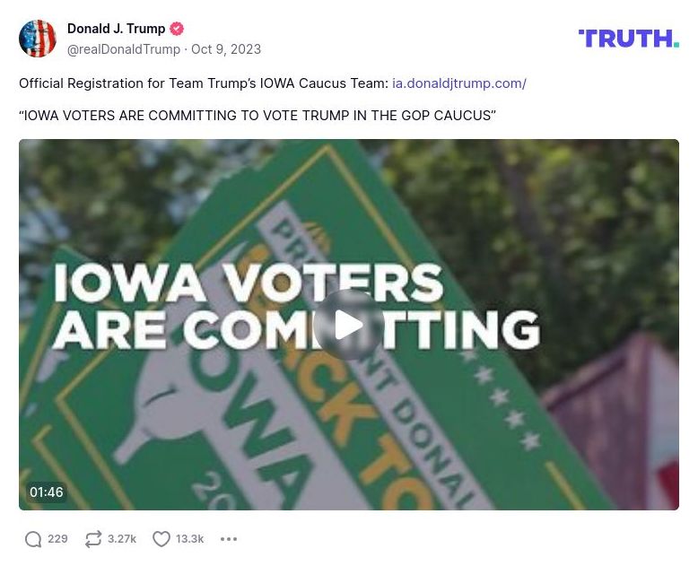 Post image from Donald Trump