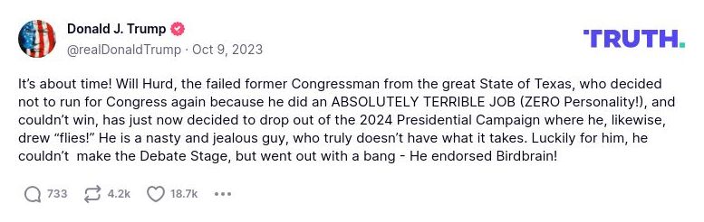 Post image from Donald Trump