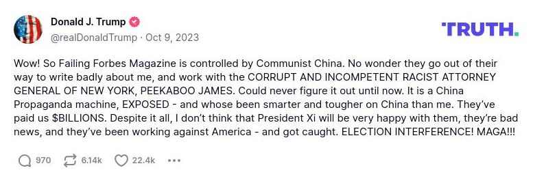 Post preview from Donald Trump