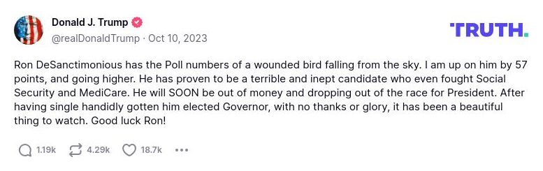 Post image from Donald Trump