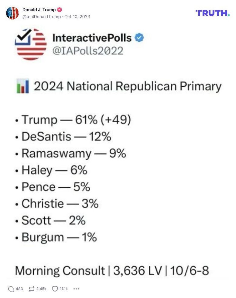 Post image from Donald Trump