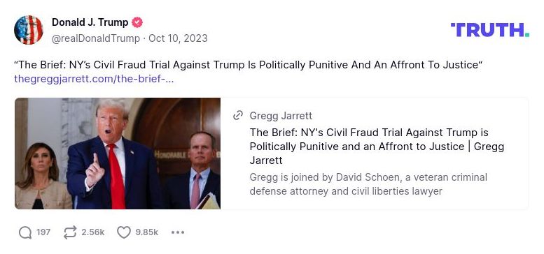 Post image from Donald Trump