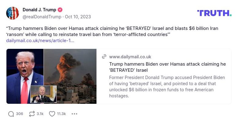 Post preview from Donald Trump